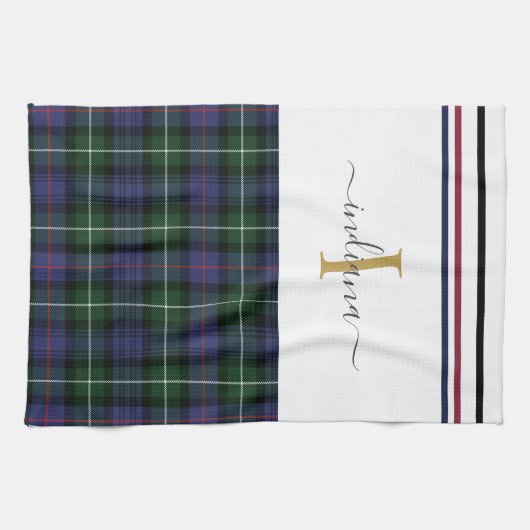 Stijlvolle spelmonogram naam Rustic Clan MacKenzie Theedoek (Horizontaal)