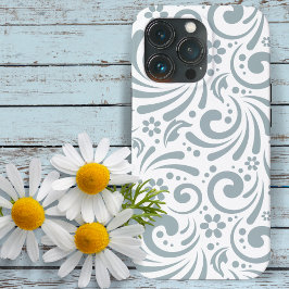 Stijlvolle Springtime Blauw en Wit Decoratief iPhone 13 Pro Hoesje