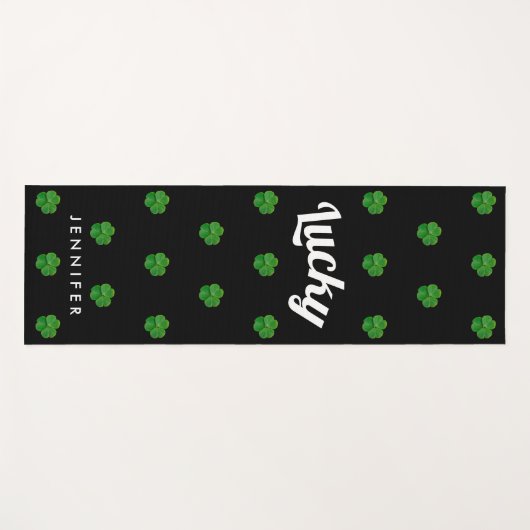 Stijlvolle St. Patrick's Day zwart groen Lucky Clo Yogamat (Voorkant (horizontaal))