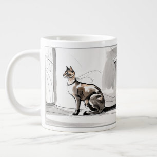Stijlvolle Stads Kat Minimalistische Kunst Extra Grote Beker