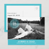 Stijlvolle stempel Save the date Briefkaart (turqu (Voorkant / Achterkant)