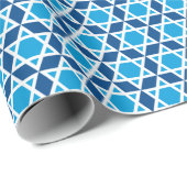 Stijlvolle ster van David Pattern Blue White Cadeaupapier (Rol Hoek)