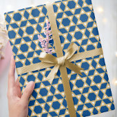 Stijlvolle ster van David Pattern Blue White Gold Cadeaupapier