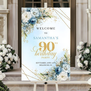 Stijlvolle stoffige blauwe eucalyptus gouden 90ste poster