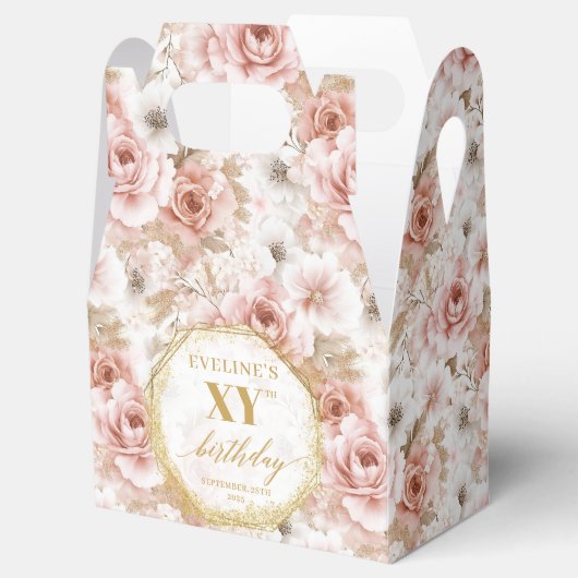 Stijlvolle stoffige roze Waterverf Verjaardag guns Bedankdoosjes (Geopend)