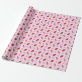 Stijlvolle Strawberry Pattern Wrapping Paper Roll Cadeaupapier (Uitgerold)
