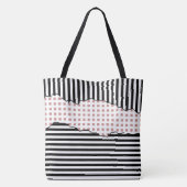 Stijlvolle strepen Net gelaagd zwart, wit en roze Draagtas (Achterkant)