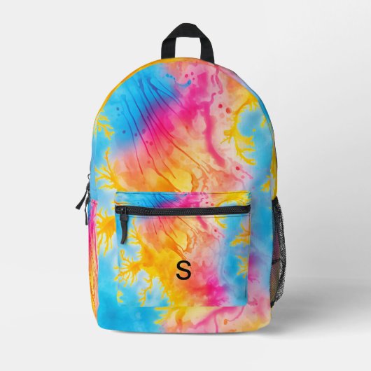Stijlvolle Stropdas en Dye Monogram Initialen Bedrukte Rugzak (Voorkant)