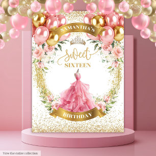 Stijlvolle Sweet Sixteen Achtergrond Blush Rozen G Wandkleed
