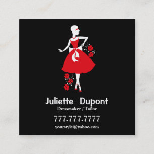 Stijlvolle Tailor Dressmaker zwart Vierkante Visitekaartje
