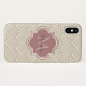 Stijlvolle Tan Arched Scallops Mauve Monogram Naam Case-Mate iPhone Case (Achterkant (horizontaal))