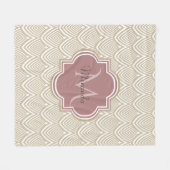 Stijlvolle Tan Arched Scallops Mauve Monogram Naam Fleece Deken (Voorkant (Horizontaal))