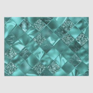 Stijlvolle Teal Glans Glitter en Folie Diamanten Tissuepapier