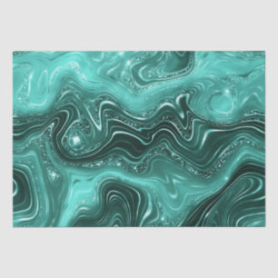 Stijlvolle Teal Glans Glitter & Folie Strata Marme Tissuepapier