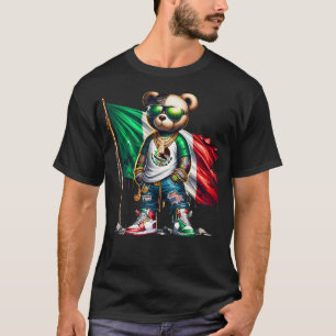 Stijlvolle teddybeer Mexicaanse vlag Mexico T-shirt