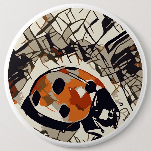 Stijlvolle tekening van een rood ladybug ronde button 6,0 cm (Voorkant)