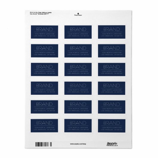 Stijlvolle tekst Navy Blue White Border Etiket (Full Sheet)