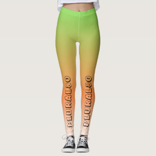 Stijlvolle tekstgradiënt groen oranje werkout leggings