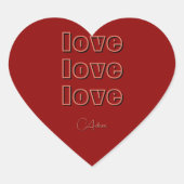 Stijlvolle Terracotta Clean 3 x Love | roodfluweel Hart Sticker (Voorkant)