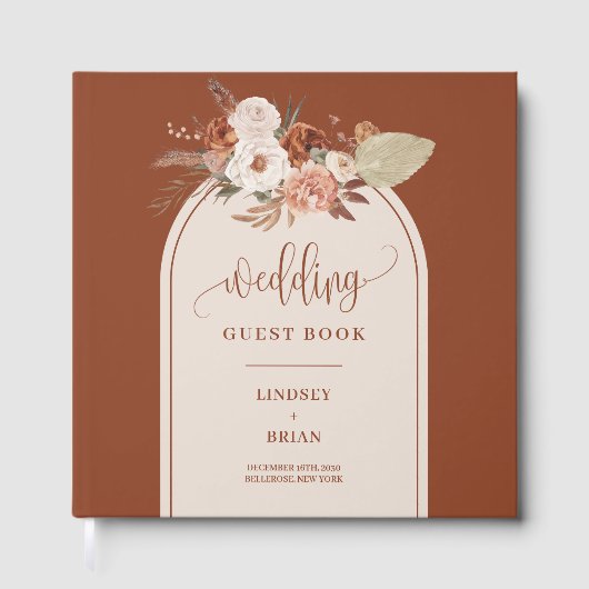 Stijlvolle Terracotta Sage Pampas Grass Boho Flora Gastenboek (Voorkant)