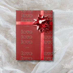 Stijlvolle Terracotta Schoon 3 x Liefde   Rode Flu Cadeaupapier