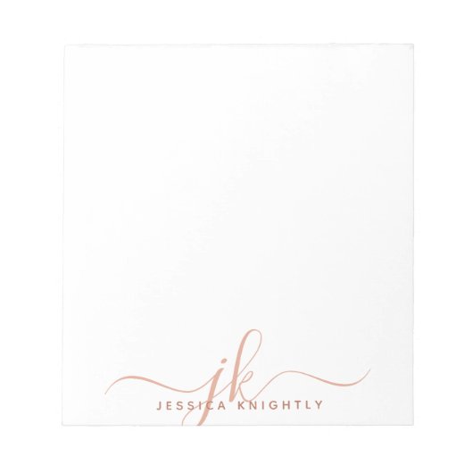 Stijlvolle Terracotta Script Monogram Initialen Notitieblok (Voorkant)