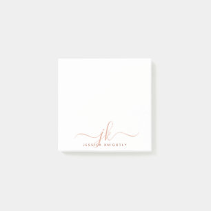 Stijlvolle Terracotta Script Monogram Initialen Post-it® Notes