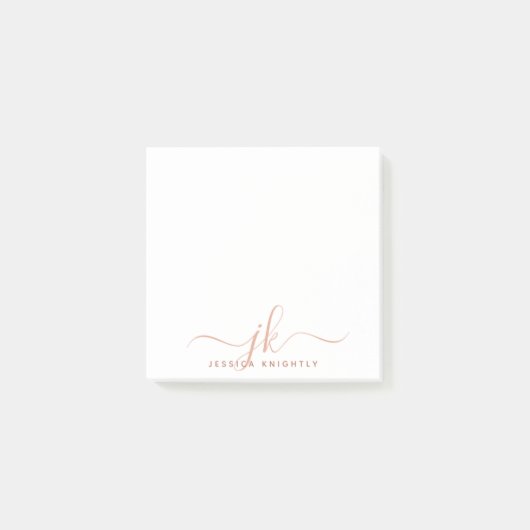 Stijlvolle Terracotta Script Monogram Initialen Post-it® Notes (Voorkant)