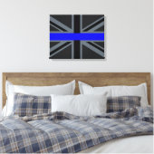 Stijlvolle Thin Blue Line Union-aansluiting Canvas Afdruk (Insitu (Slaapkamer))