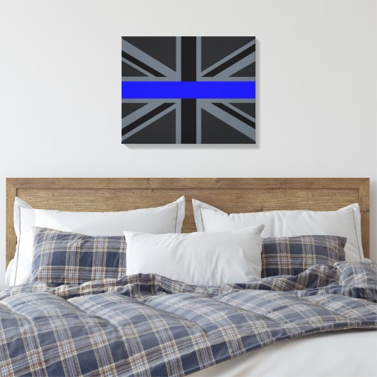Stijlvolle Thin Blue Line Union-aansluiting Canvas Afdruk (Insitu (Slaapkamer))