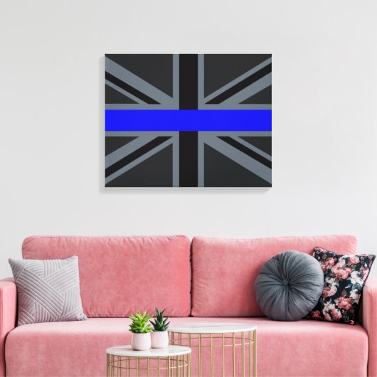 Stijlvolle Thin Blue Line Union-aansluiting Canvas Afdruk (Insitu (Woonkamer))