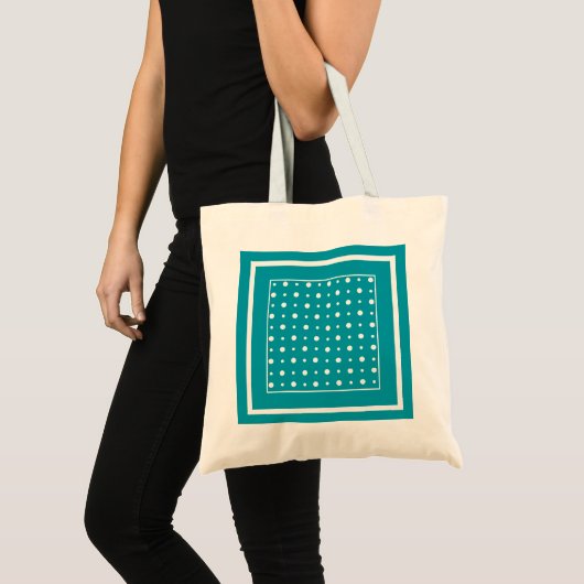 Stijlvolle Tote Tas, Witte Stippen, Theelblauw (Voorkant (product))