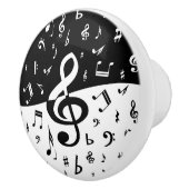 Stijlvolle, Treble Clef Wave Black en White Keramische Knop (Rechts)