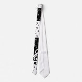 Stijlvolle, Treble Clef Wave Black en White Stropdas (Achterkant)
