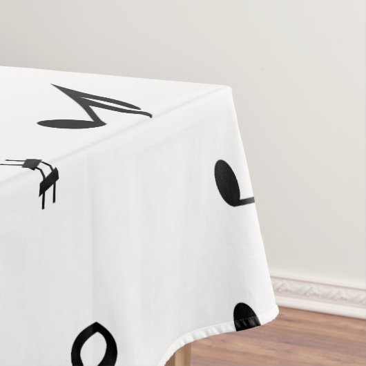 Stijlvolle, Treble Clef Wave Black en White Tafelkleed (Voorbeeld)