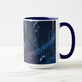 Stijlvolle trendy blauwe muzieknoten mok