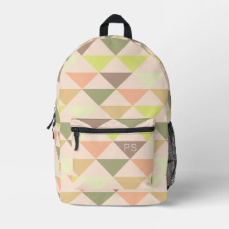 Stijlvolle trendy lichtroze perzik monogram Initia Bedrukte Rugzak