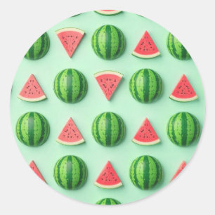 Stijlvolle trendy Waterverf watermeloen Ronde Sticker