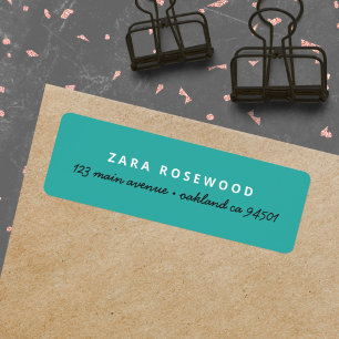Stijlvolle trendy zeegroene retouradres etiket