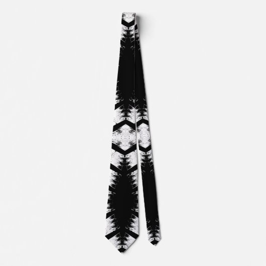 Stijlvolle Tribale Zwarte en Witte Heren Zijden St Stropdas (Voorkant)