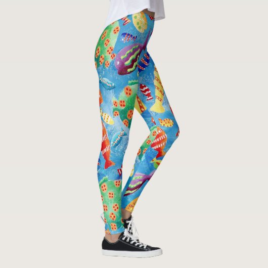 Stijlvolle tropische vis plezier patroon leggings (Rechts)