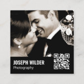 Stijlvolle trouwfotograaf Foto QR Code Zwart Vierkante Visitekaartje (Voorkant)