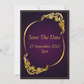 Stijlvolle trouwkaart, goud, paars kaart (Achterkant)