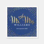 STIJLVOLLE TROUWTAFEL mini confetti gouden marine Servetten (Voorkant)