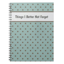 Stijlvolle, turquoise achtergrond met bruine polka notitieboek
