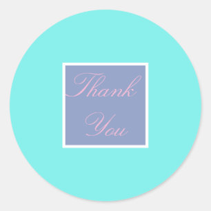 Stijlvolle turquoise bedank sticker voor de bruilo