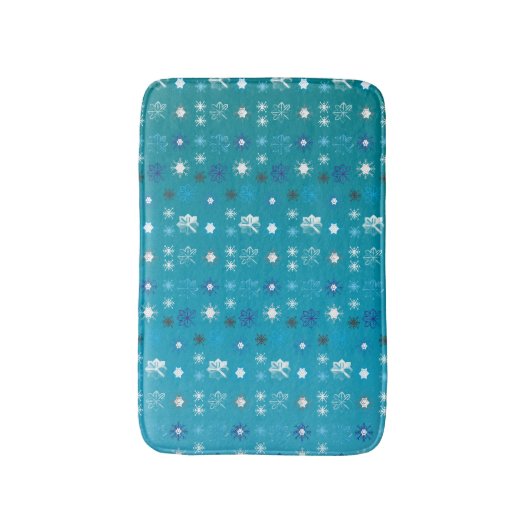 Stijlvolle turquoise en witte, sterren en sneeuwvl badmat (Voorkant Verticaal)