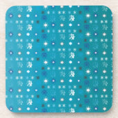 Stijlvolle turquoise en witte, sterren en sneeuwvl bier onderzetter (Voorkant)