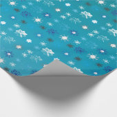 Stijlvolle turquoise en witte, sterren en sneeuwvl cadeaupapier (Hoek)