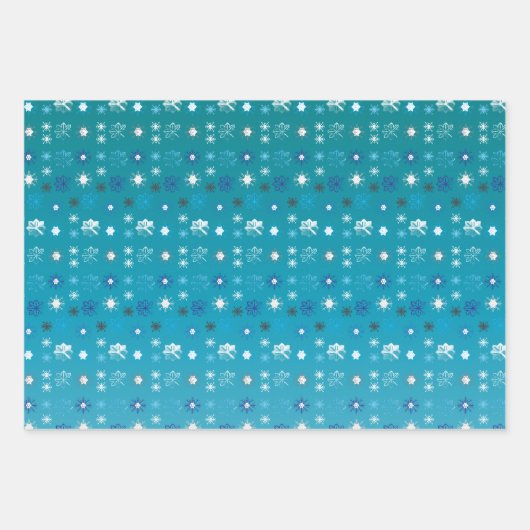 Stijlvolle turquoise en witte, sterren en sneeuwvl inpakpapier vel (Voorkant)